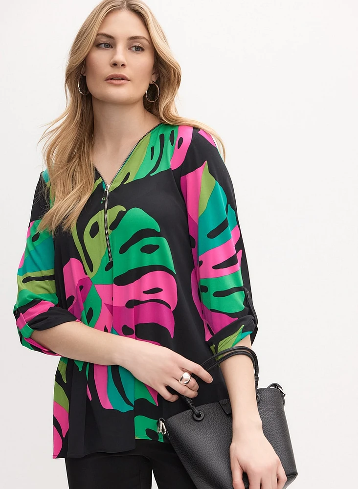 Joseph Ribkoff - Tropical Zip-Front Top