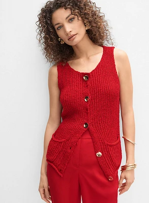 Knit Button-Down Vest