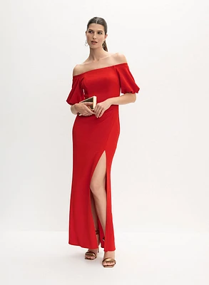 Off-The-Shoulder Puff Sleeve Dress