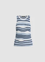 Striped Sleeveless Open-Knit Top