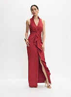 Knotted Waist Satin Dress