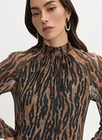 Animal Print Mesh Top