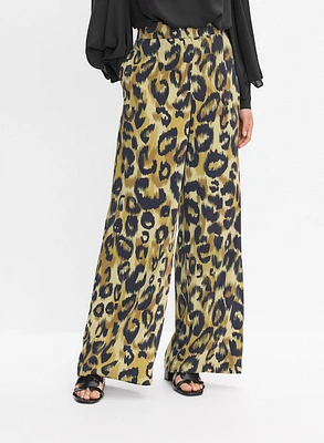 Pantalon à jambe large motif léopard