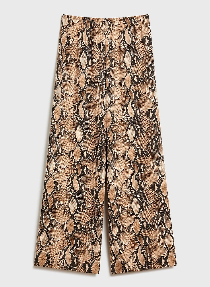 Snakeskin Print Pull-On Pants