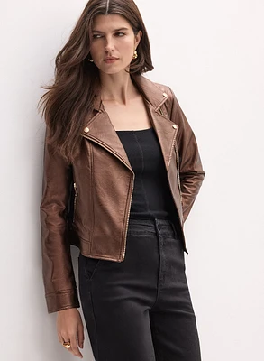 Joseph Ribkoff - Metallic Vegan Leather Jacket