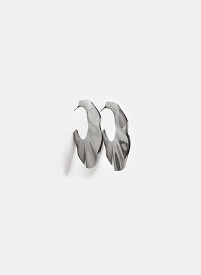 Wide Ruffle Open Hoop Earrings