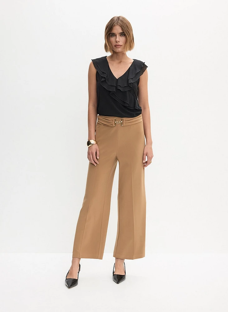 Sleeveless Ruffled Top & Culotte Pants