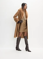 Faux Fur Detail Trench Coat