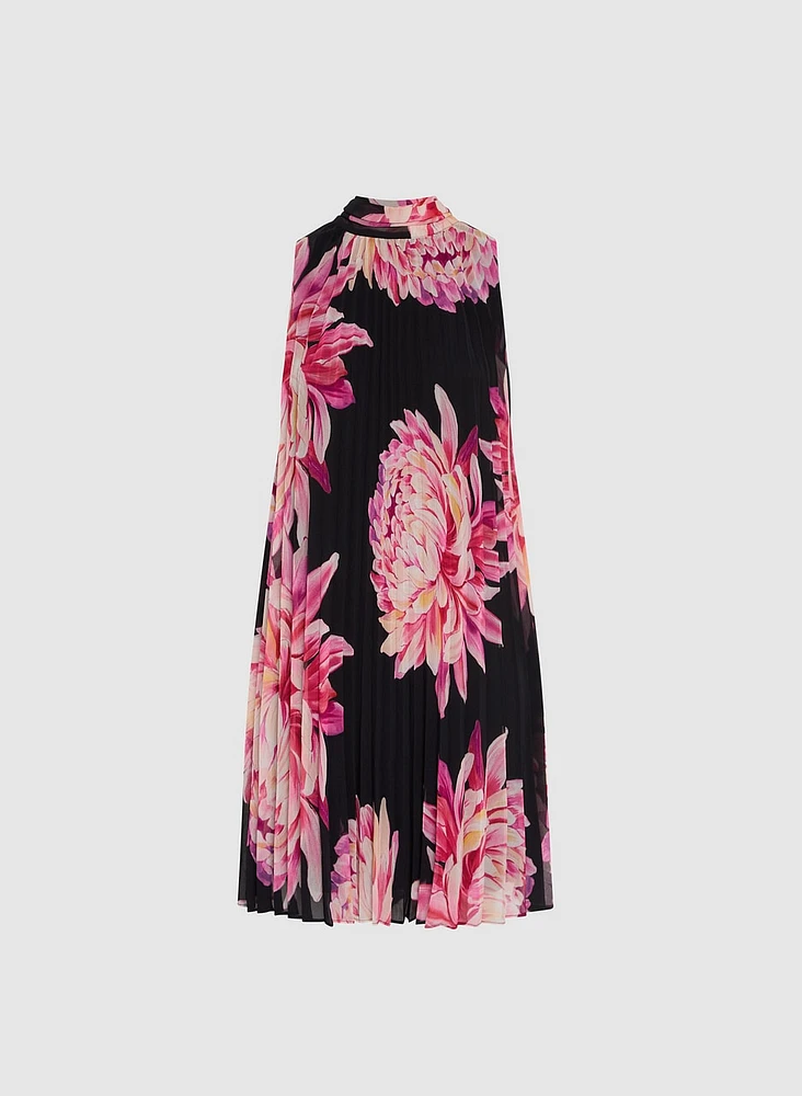 Robe en chiffon plissé à motif floral