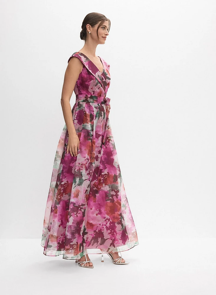Robe florale en taffetas