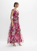 Robe florale en taffetas