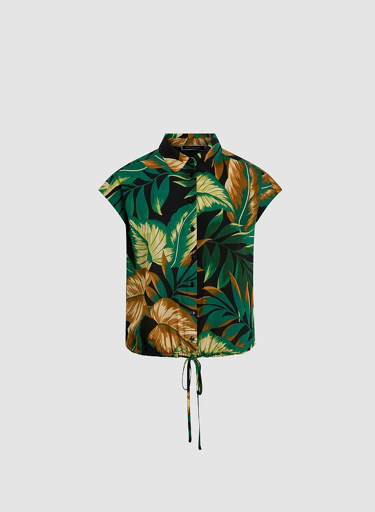 Blouse à palmiers et cordon