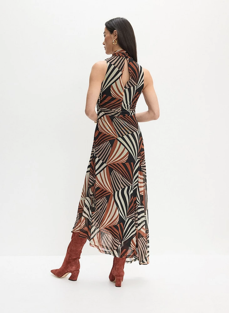 Geometric Print Mesh Dress