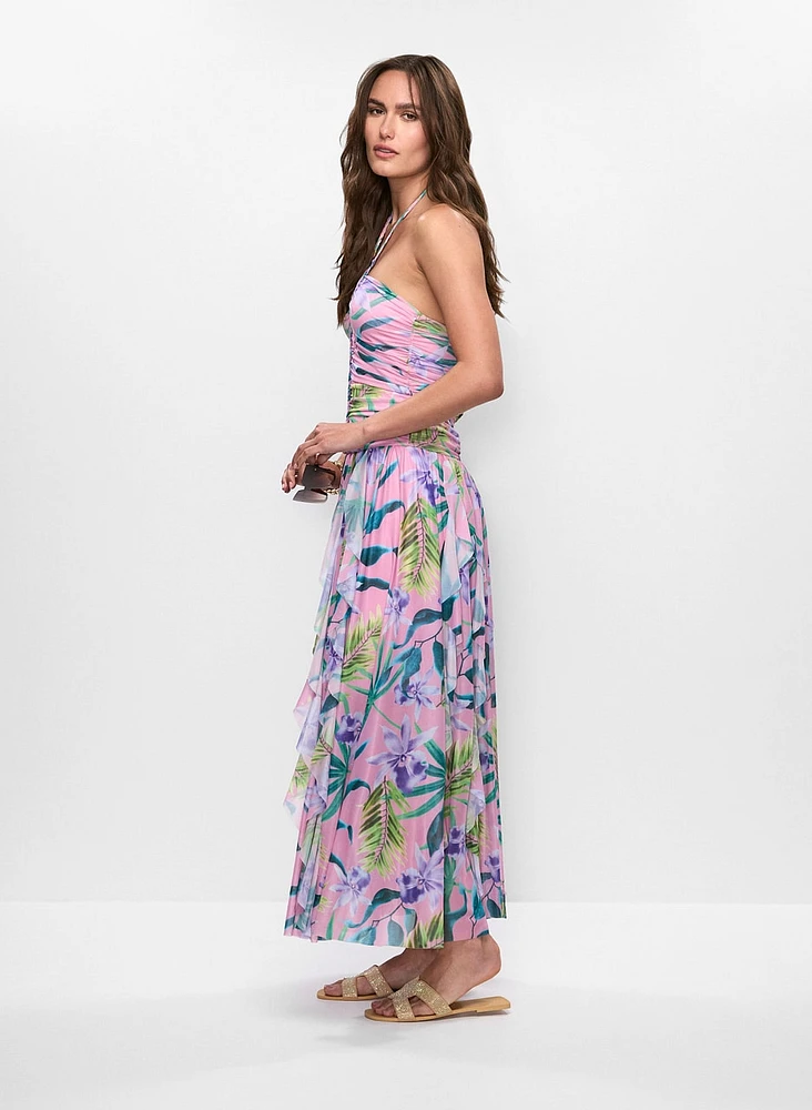 Strapless Mesh Maxi Dress