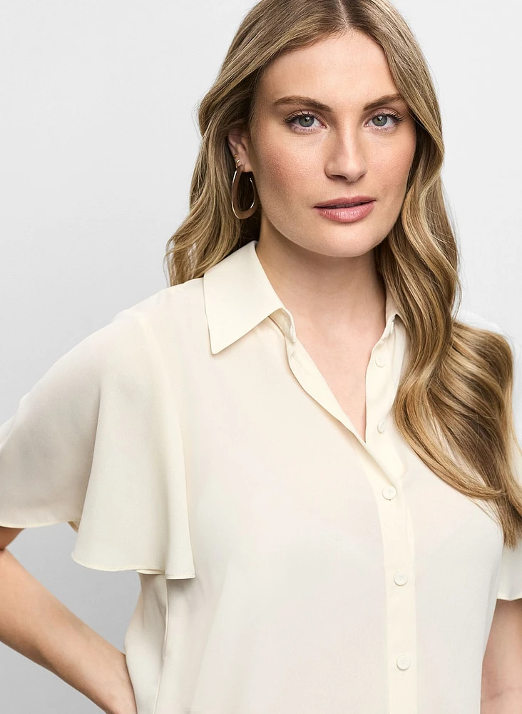 Blouse en crêpe avec détail ajouré