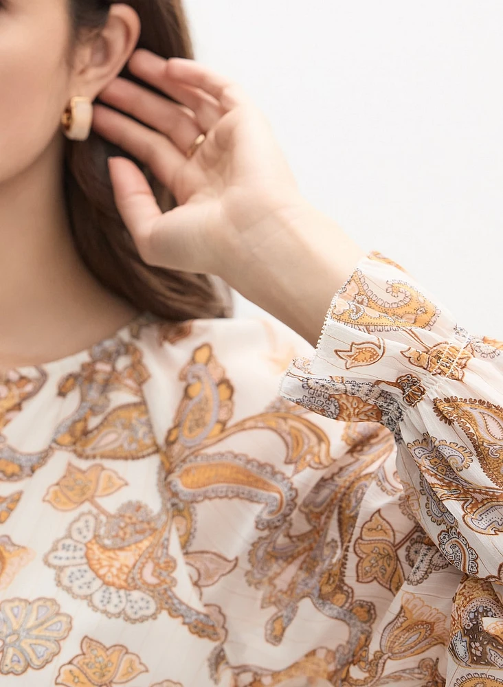 Paisley Print Chiffon Blouse