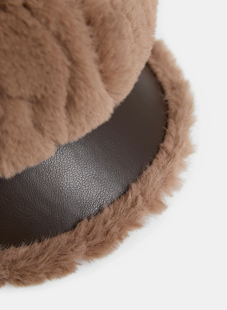 Textured Faux Fur Cap