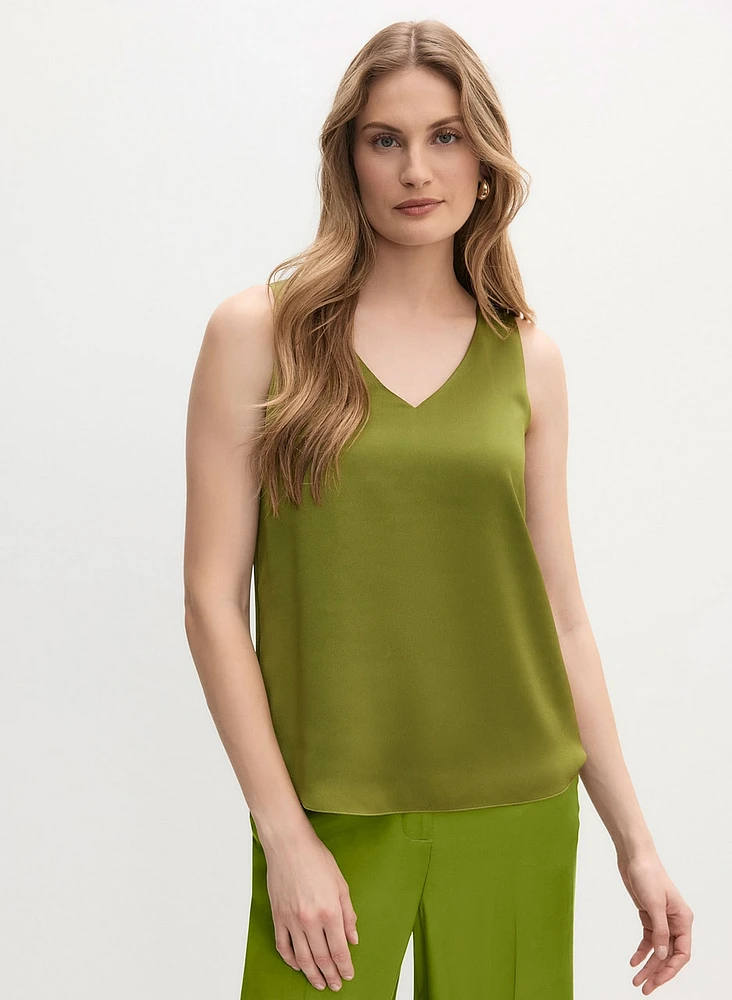 Essential V-Neck Satin Tank Top