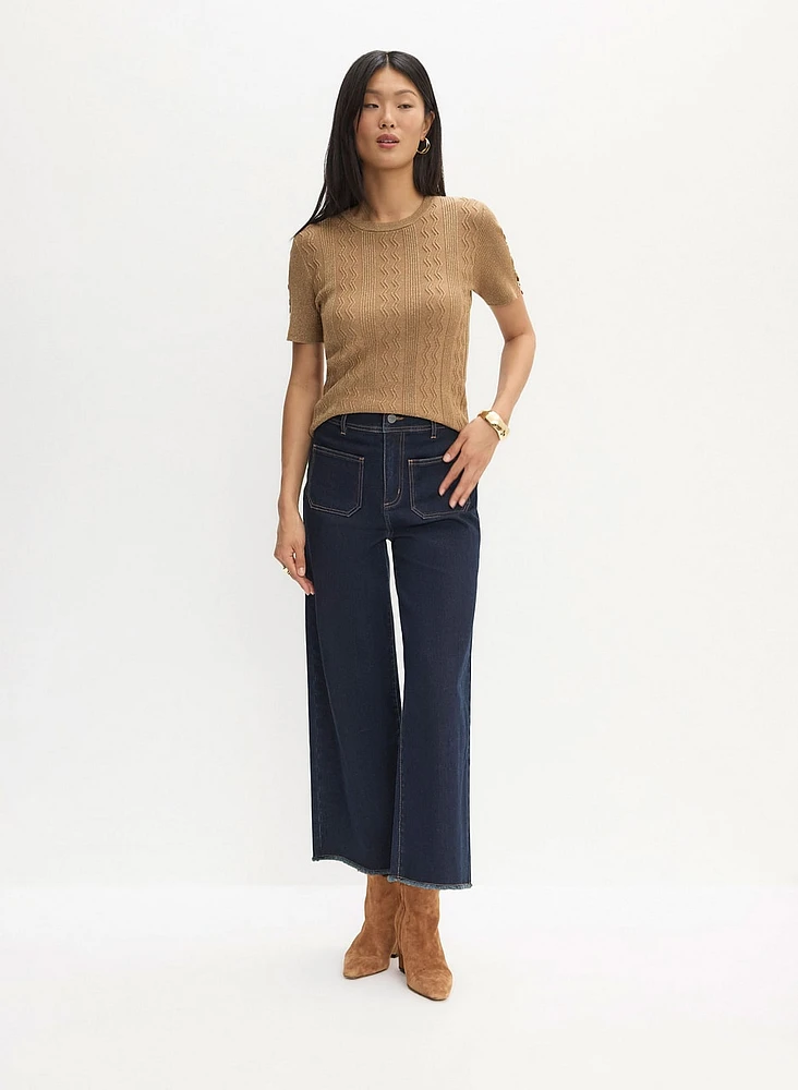 Ring Detail Sweater & Culotte Jeans