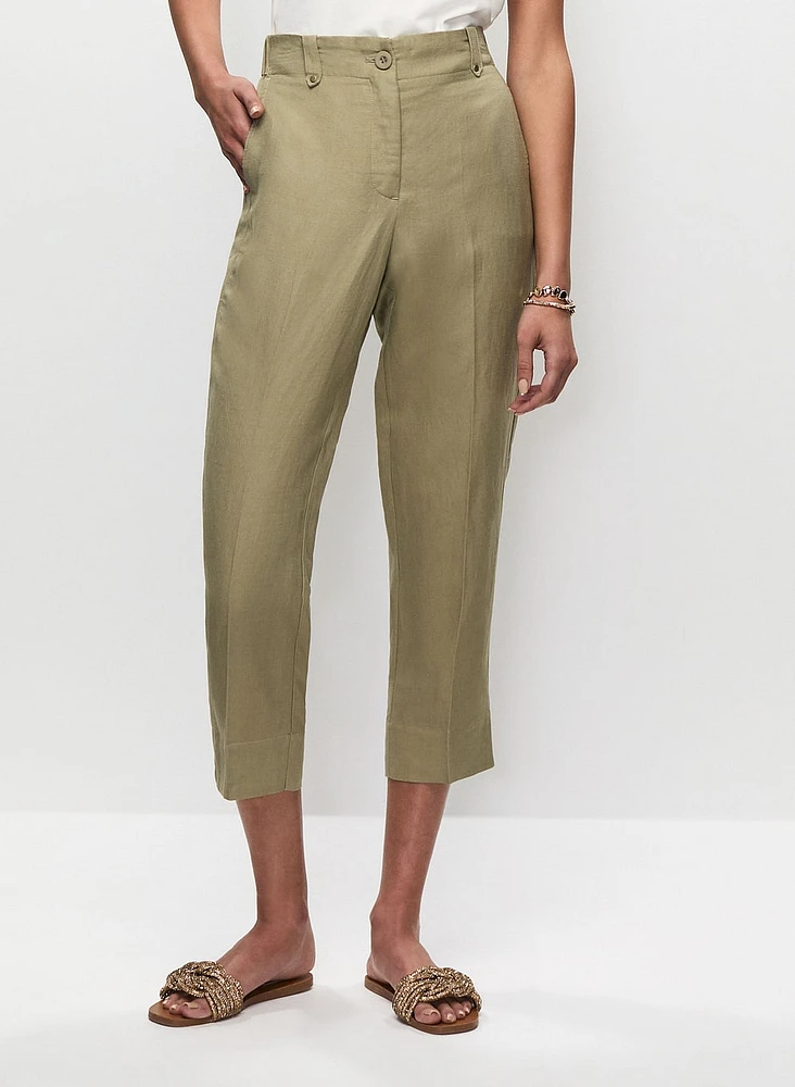 Linen-Blend Capri Pants