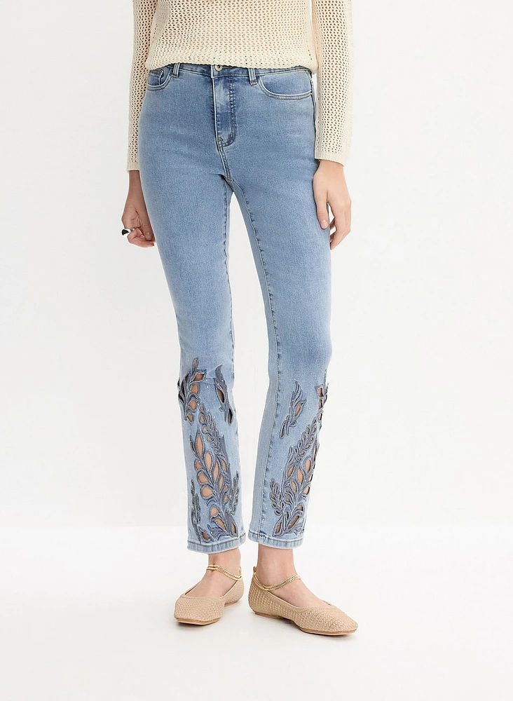 Embroidered Straight-Leg Jeans