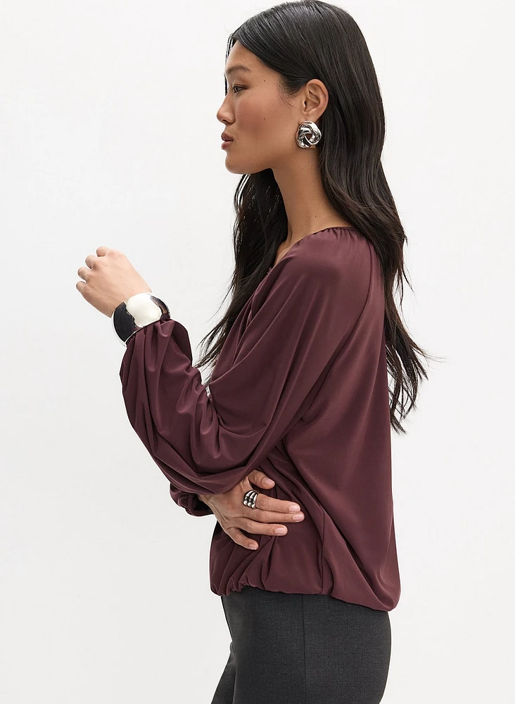 Gathered Balloon Sleeve Top