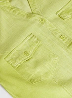 Linen-Blend Crosshatch Detail Blouse