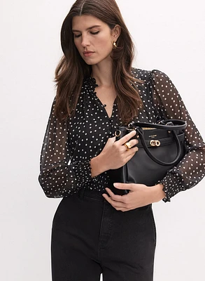 Blouse à pois taille froncée