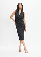 Belted Stretch-Linen Dress