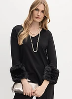 Joseph Ribkoff - Faux Fur Cuff Top