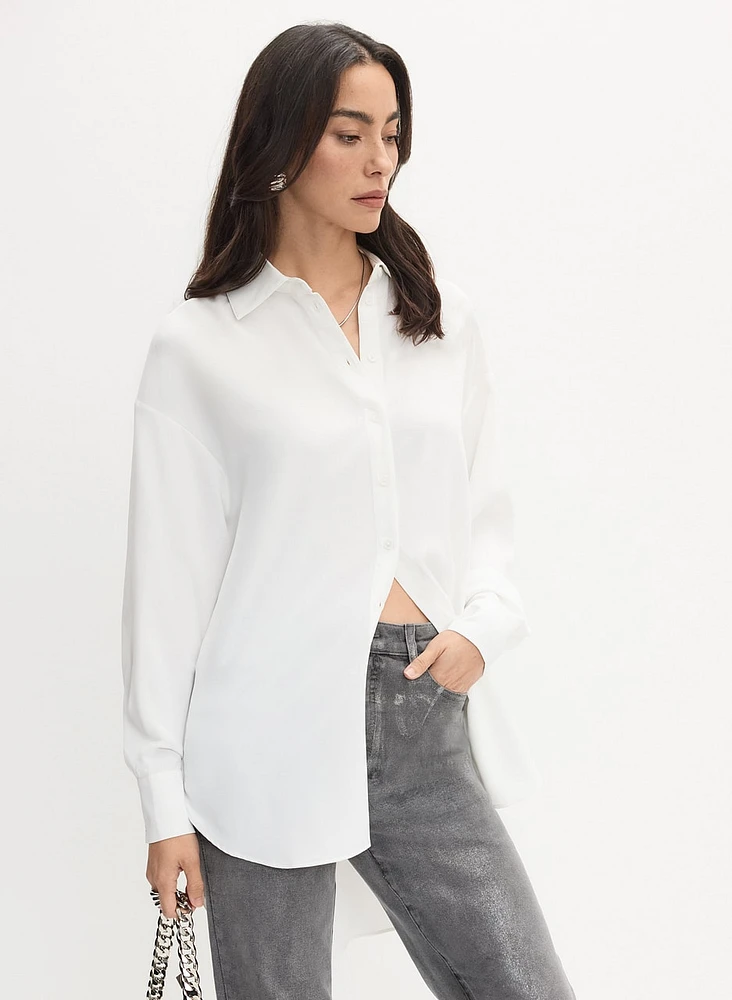 Button-Up Long Sleeve Blouse