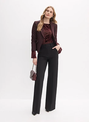 Single-Button Blazer & Wide Leg Pants