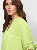 Sequin Pockets Linen Blouse