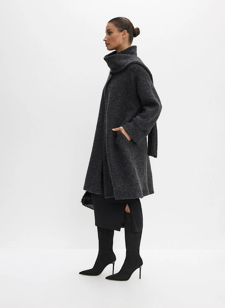 Manteau à col châle en mélange de laine