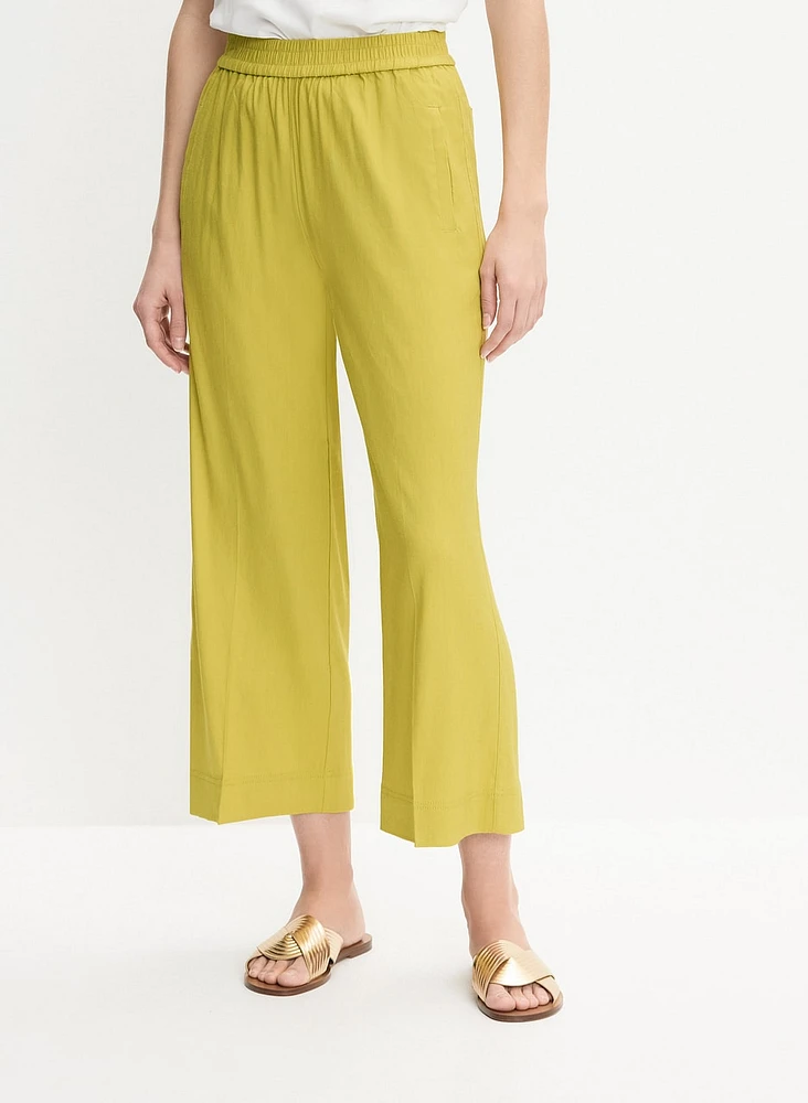 Linen-Blend Culotte Pants