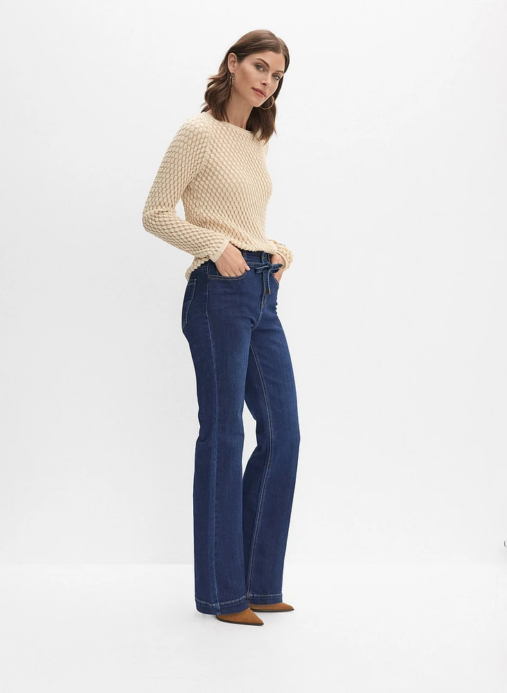 Drawstring Flare Leg Jeans