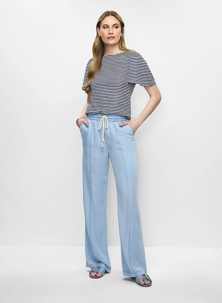 Striped T-Shirt & Wide Leg Pants