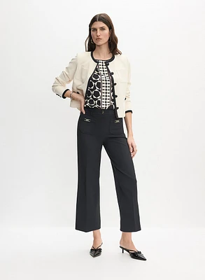 Contrast Trim Jacket & Hardware Detail Culotte Pants