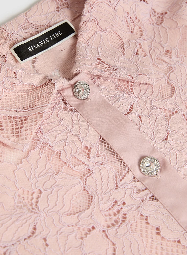 Pearl Button Lace Blouse