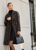 Leopard Print Wool-Blend Coat