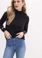 Mock Neck Rib Knit Sweater