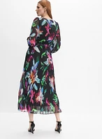 Floral Plissé Dress