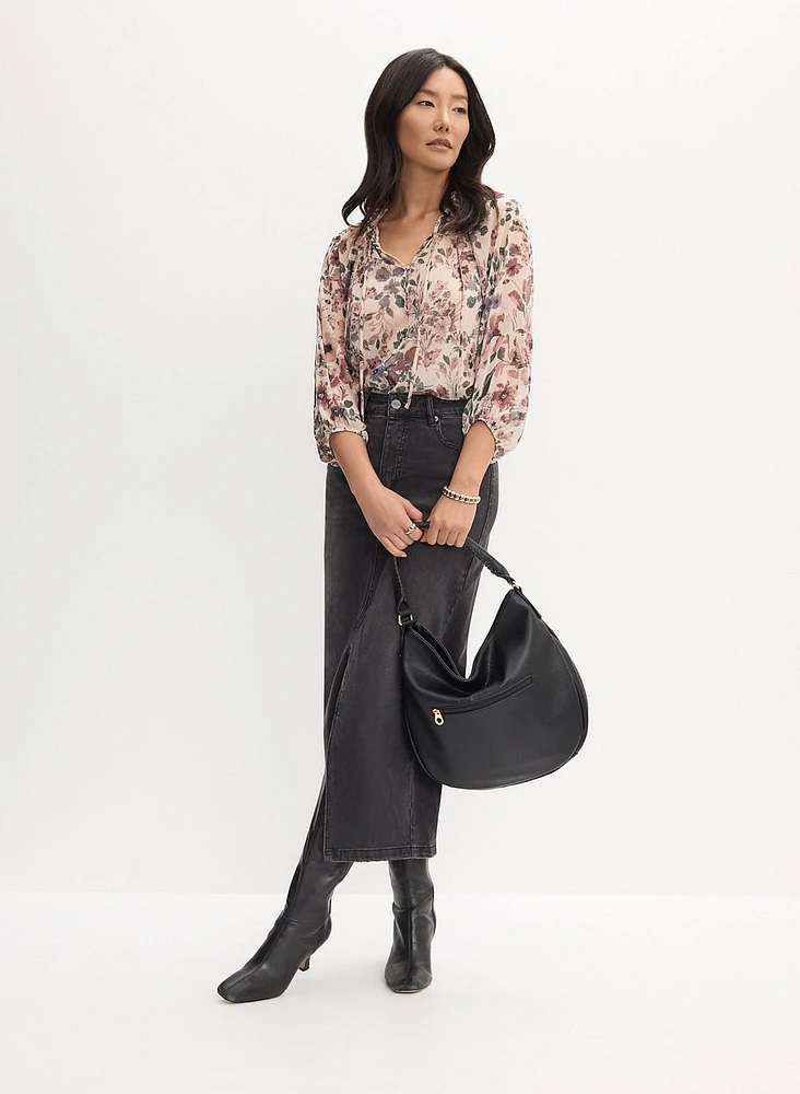 Floral Frilled Neck Blouse