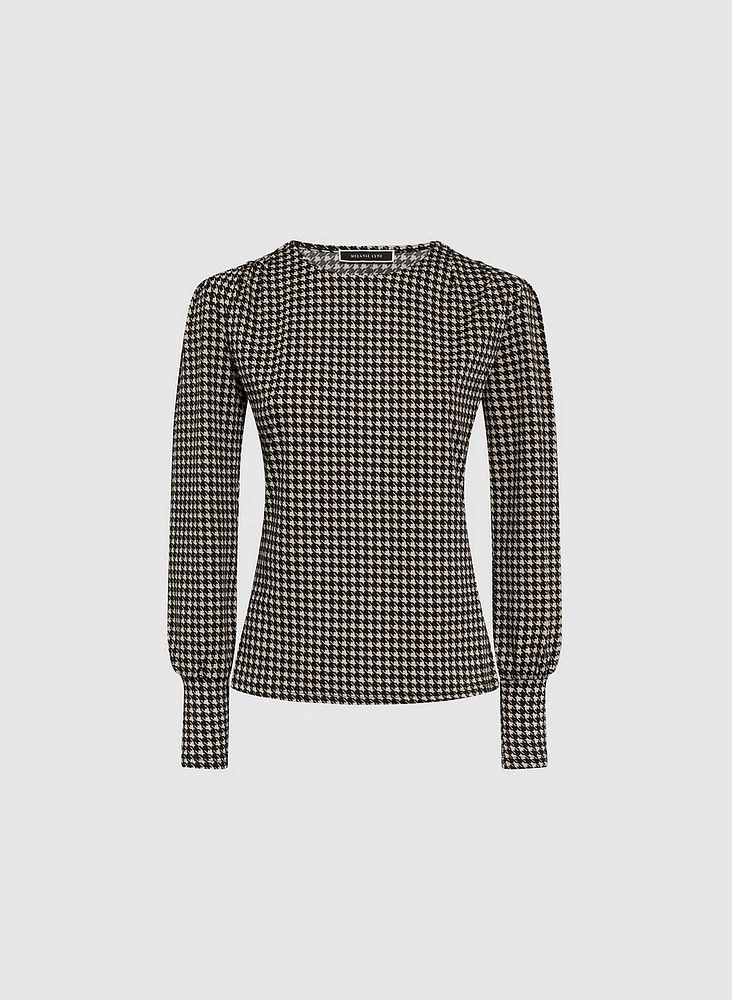 Houndstooth Knit Top