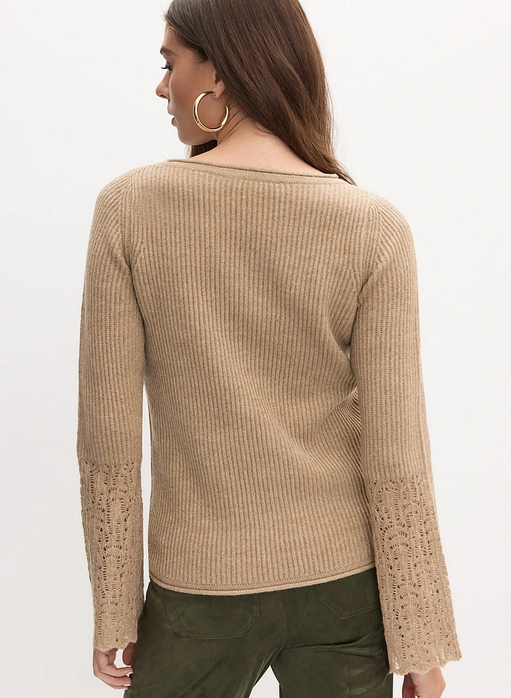 Pointelle & Rib Knit Sweater