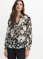 Floral Frill Neck Blouse