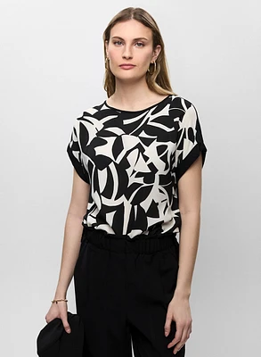 Geometric Print Short Sleeve Top