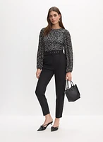 Polka Dot Plisse Sleeve Top