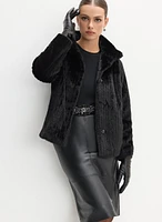 Ribbed Faux Fur Coat