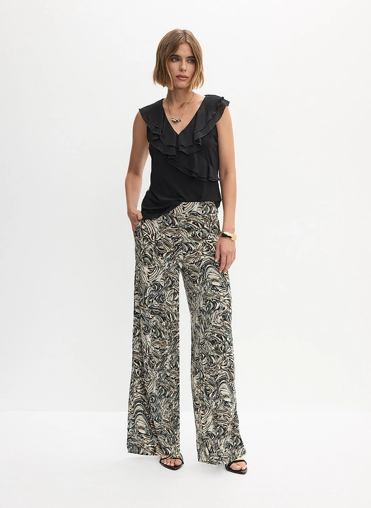 Sleeveless Ruffled Top & Wide-Leg Pants